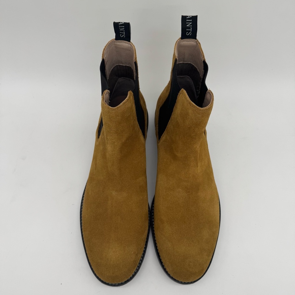 NWOB Allsaints Harley Tan Brown Suede Leather Chelsea Boots Size 43/10 - Picture 4 of 13